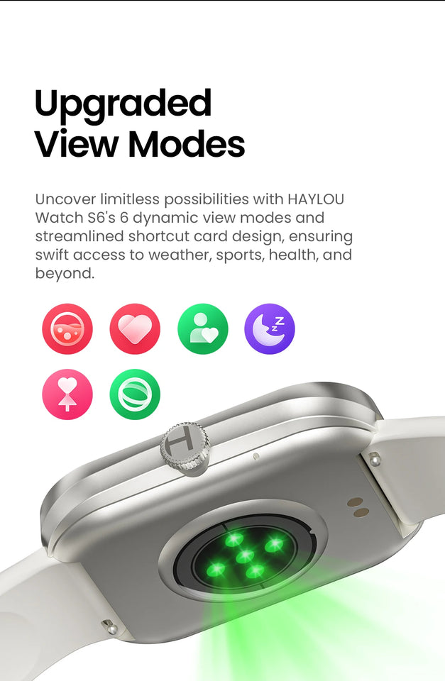 HAYLOU Watch S6 Smartwatch con display HD da 2,01", Bluetooth, chiamate vocali, IP68, impermeabile, monitoraggio del fitness