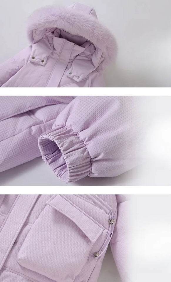 New 2025 Winter Girls' Thermal Insulated Down Jacket - Trendy Stylish Mid-Length Winter Coat for Kids, Warmth & Fashion Combo