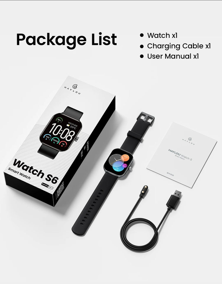 HAYLOU Watch S6 Smartwatch con display HD da 2,01", Bluetooth, chiamate vocali, IP68, impermeabile, monitoraggio del fitness