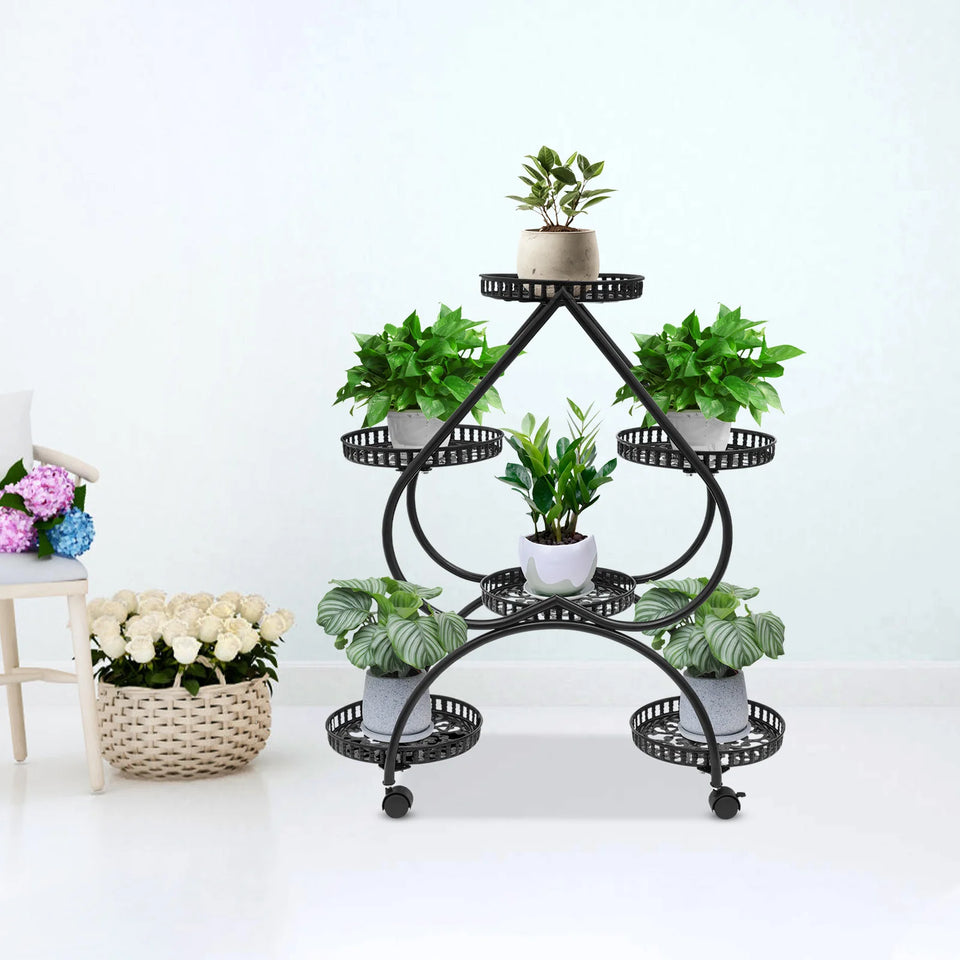 Supporto per piante in vaso 73x28x80cm, 6 vassoi, portavasi in ferro, portavasi nero, adatto a case, uffici, negozi,
