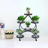 Supporto per piante in vaso 73x28x80cm, 6 vassoi, portavasi in ferro, portavasi nero, adatto a case, uffici, negozi,