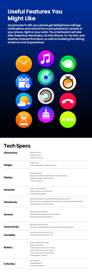 Nuovo Zeblaze Btalk 3 Plus Smartwatch con chiamate vocali, ampio display HD a colori da 1,39'', Smartwatch per il monitoraggio del fitness per uomini e donne