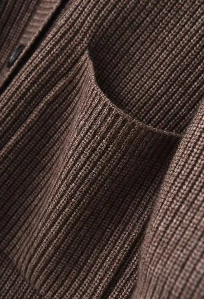 Cardigan giapponese da donna in maglia, di media e lunga lunghezza, in autunno e inverno, retrò, ampio e spesso, per capispalla