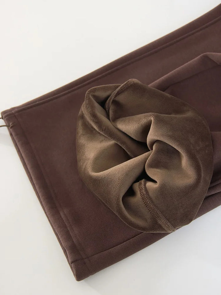 Tute da donna, tuta invernale in pile marrone, calda felpa con cappuccio e cerniera, set di pantaloni da tuta da donna, set di pantaloni in velluto da 2 pezzi