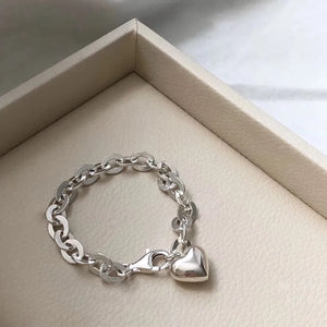 Braccialetti in argento sterling 925 per donna e uomo, accessori alla moda, vintage, semplici, con ciondolo a forma di cuore, gioielli per feste