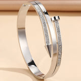 Braccialetto portafortuna alla moda da donna in acciaio inossidabile con diamanti e chiodo in oro, in vendita in Europa e negli Stati Uniti, braccialetti d'oro