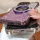 Custodia per iPhone 17 16 15 14 13 12 11 Pro Max Plus 17Air Luxury per Magsafe Glitter Placcatura Protezione Lente Supporto Magnetico Cover