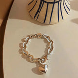 Braccialetti in argento sterling 925 per donna e uomo, accessori alla moda, vintage, semplici, con ciondolo a forma di cuore, gioielli per feste