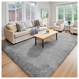 Tappeto lungo in peluche per soggiorno, divano, area tappeti, moderno, ultra morbido, soffice, tappetino da pavimento per camera da letto per bambini, tappetini da comodino, arredamento per la casa, grigio