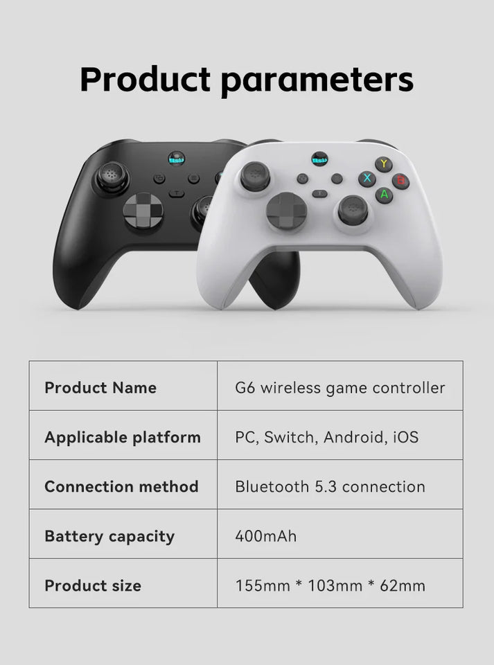 Controller di gioco mobile G6 per Switch/iOS/Android/PC Supporto streaming media/cloud Gioco per telefono cellulare GamePad Joystick effetto Hall