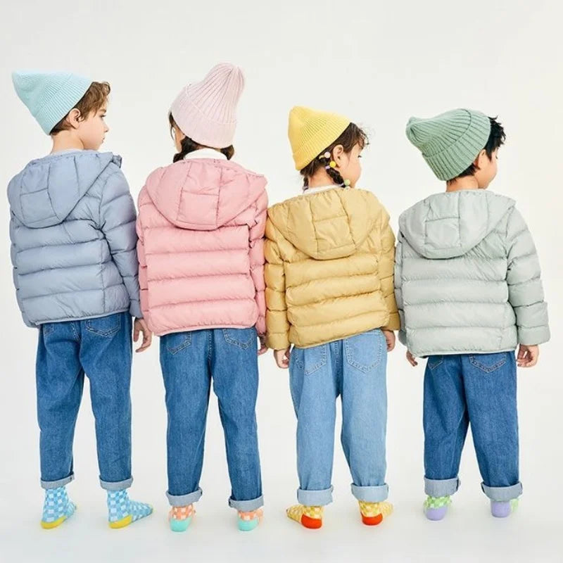 Fall and Winter Children's Light Paragraph down Jacket Children's Jacket New Boys and Girls Big Boy Hooded White Duck down Jacke
