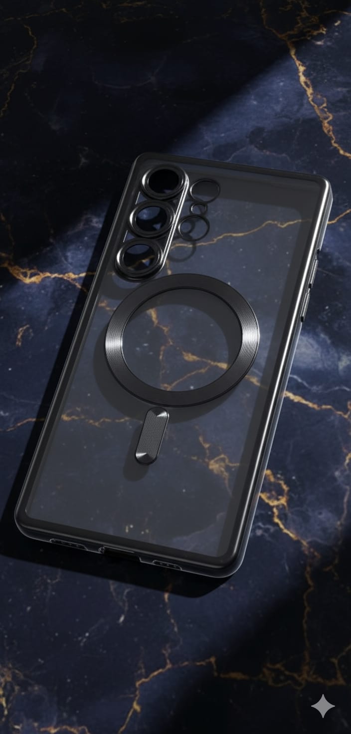 Custodia Magsafe Clear Black Marmo per Samsung Galaxy S25 Ultra