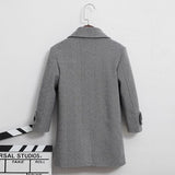 Kids Boy's Autumn Winter Quilted Wool Coat Mid Weight Trench Coat British Style Warmth Cold Resistance