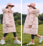 New 2025 Winter Girls' Thermal Insulated Down Jacket - Trendy Stylish Mid-Length Winter Coat for Kids, Warmth & Fashion Combo
