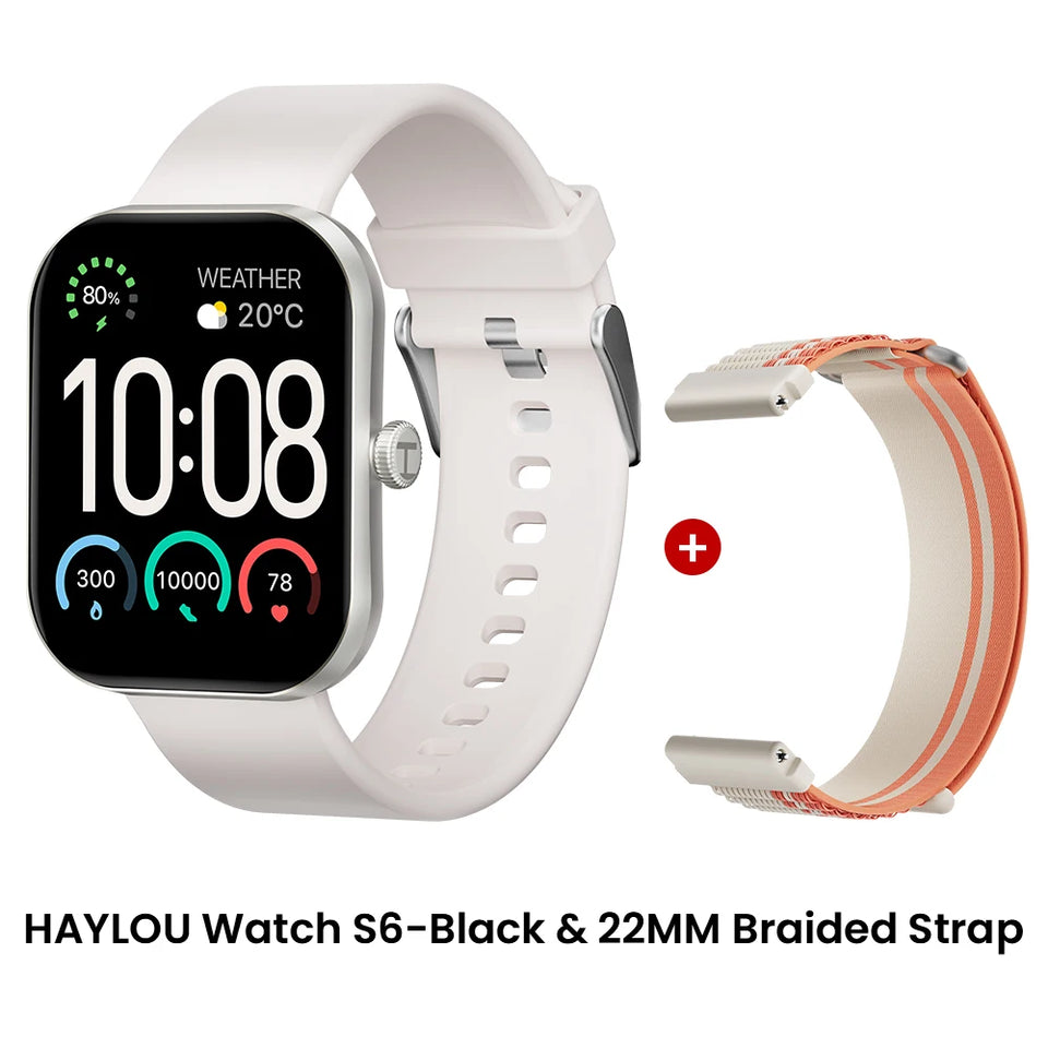 HAYLOU Watch S6 Smartwatch con display HD da 2,01", Bluetooth, chiamate vocali, IP68, impermeabile, monitoraggio del fitness