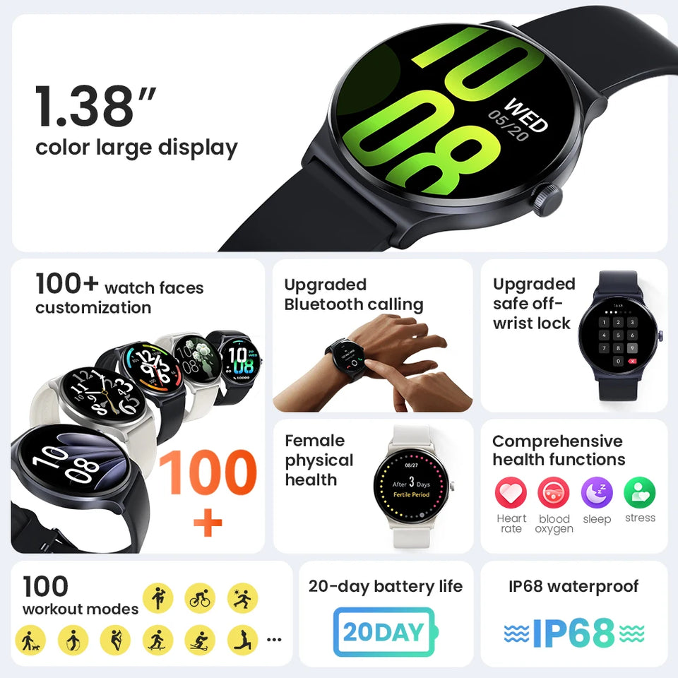 HAYLOU Solar Lite Smart Watch Bluetooth Chiamata Smartwatch Monitoraggio della frequenza cardiaca Ossigeno nel sangue Test di stress del sonno Orologio sportivo