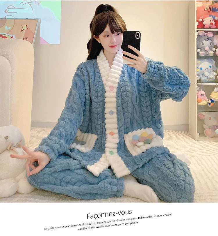 Cardigan lungo invernale da donna con motivo floreale ritagliato, comodo pigiama da casa, taglie forti, scollo a V, manica lunga