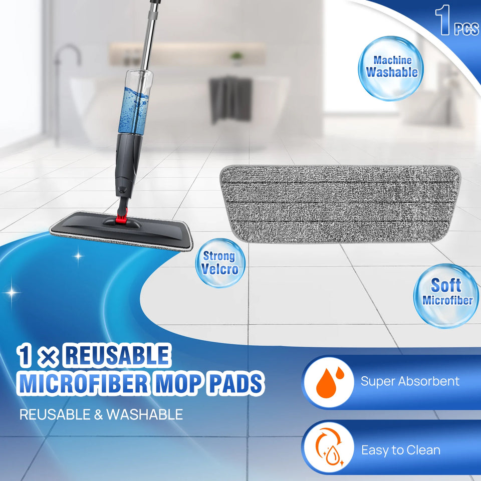 Spray Mop Broom Set Magic Flat Mops for Floor Home Cleaning Household Tool with Reusable Microfiber Pads 360° Rotating, 700ml