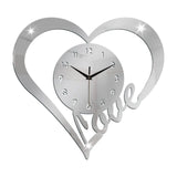 Heart Shaped Wall Clock Modern Bathroom Bedroom Housewarming Silent Movement