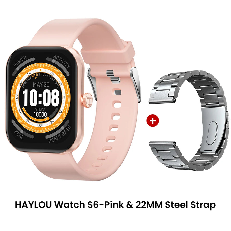HAYLOU Watch S6 Smartwatch con display HD da 2,01", Bluetooth, chiamate vocali, IP68, impermeabile, monitoraggio del fitness