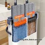 JOYBOS Spin Hand Free Flat Barrel 33cm Mop With Bucket 360 Complete Cleaning System With Dual Chamber Washable Floor House Mops