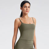 NCLAGEN GYM Tank Top With Built In Bra women's Yoga clothing  running Square Neck fitness vest beautiful back sports Workout