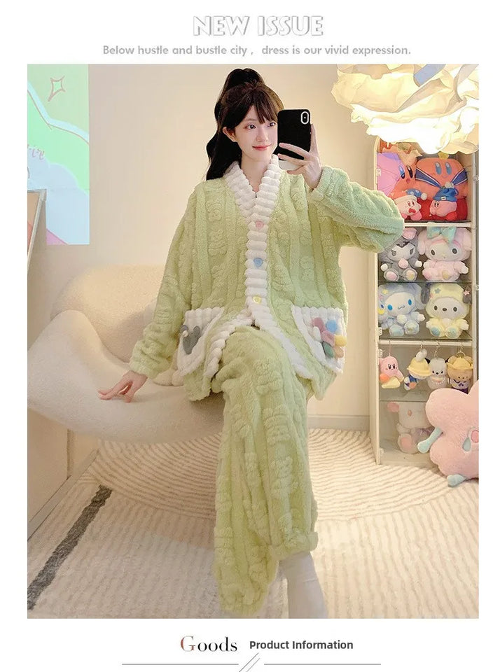 Cardigan lungo invernale da donna con motivo floreale ritagliato, comodo pigiama da casa, taglie forti, scollo a V, manica lunga