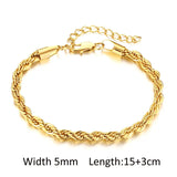Bracciale a catena in acciaio inossidabile spesso per donna, braccialetti a strati placcati in oro, gioielli da polso impermeabili