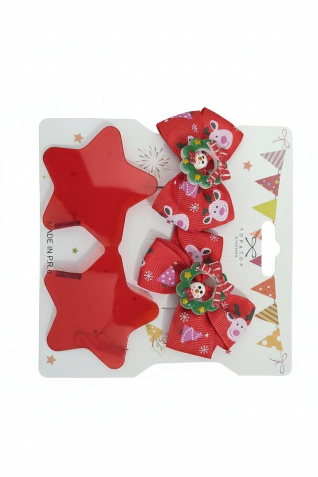 Set di accessori natalizi per bambini: fiocchi per capelli di Babbo Natale e occhiali a forma di stella rossa