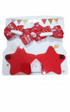 Set di accessori natalizi per bambini: fiocchi per capelli di Babbo Natale e occhiali a forma di stella rossa