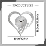 Heart Shaped Wall Clock Modern Bathroom Bedroom Housewarming Silent Movement