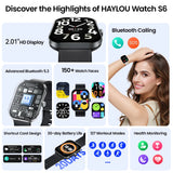 HAYLOU Watch S6 Smartwatch con display HD da 2,01", Bluetooth, chiamate vocali, IP68, impermeabile, monitoraggio del fitness