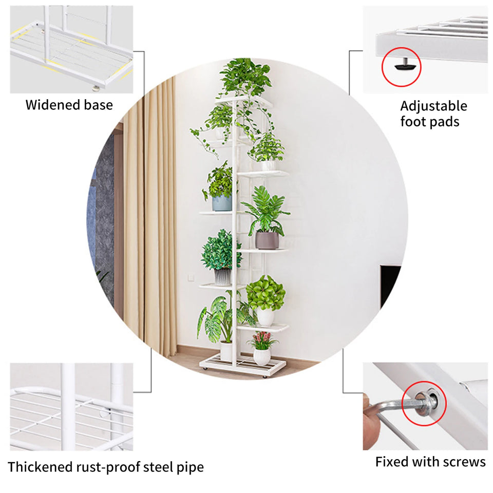 Espositore verticale a 5 strati per piante e fiori, da balcone, da giardino, bonsai, piante decorative, da collezione, vassoio per vasi di fiori