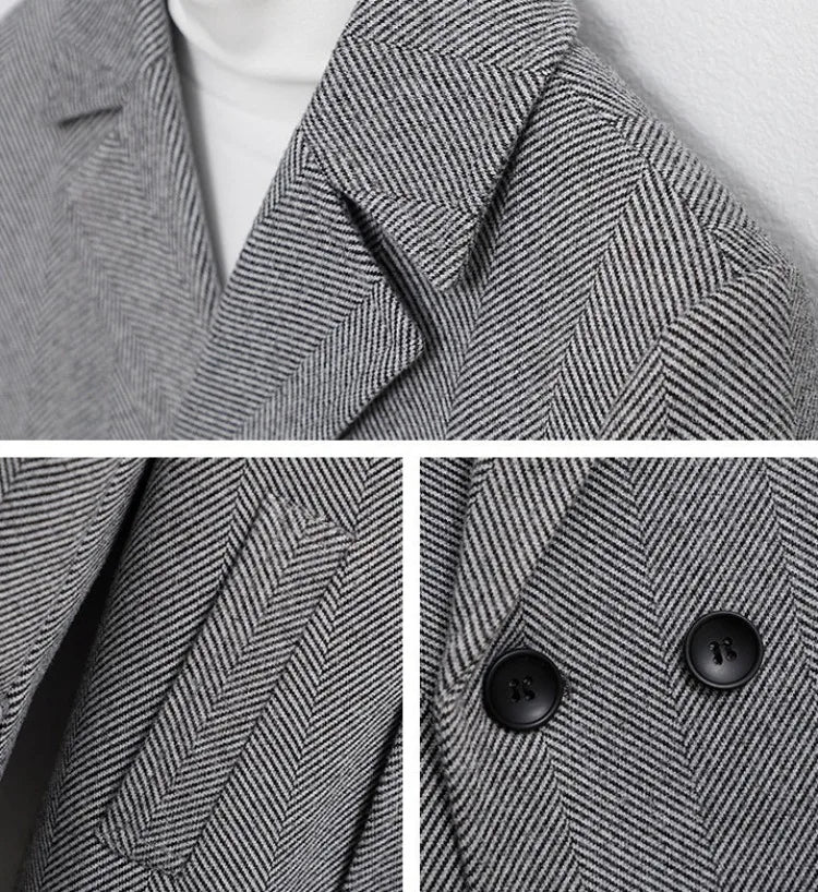 Kids Boy's Autumn Winter Quilted Wool Coat Mid Weight Trench Coat British Style Warmth Cold Resistance