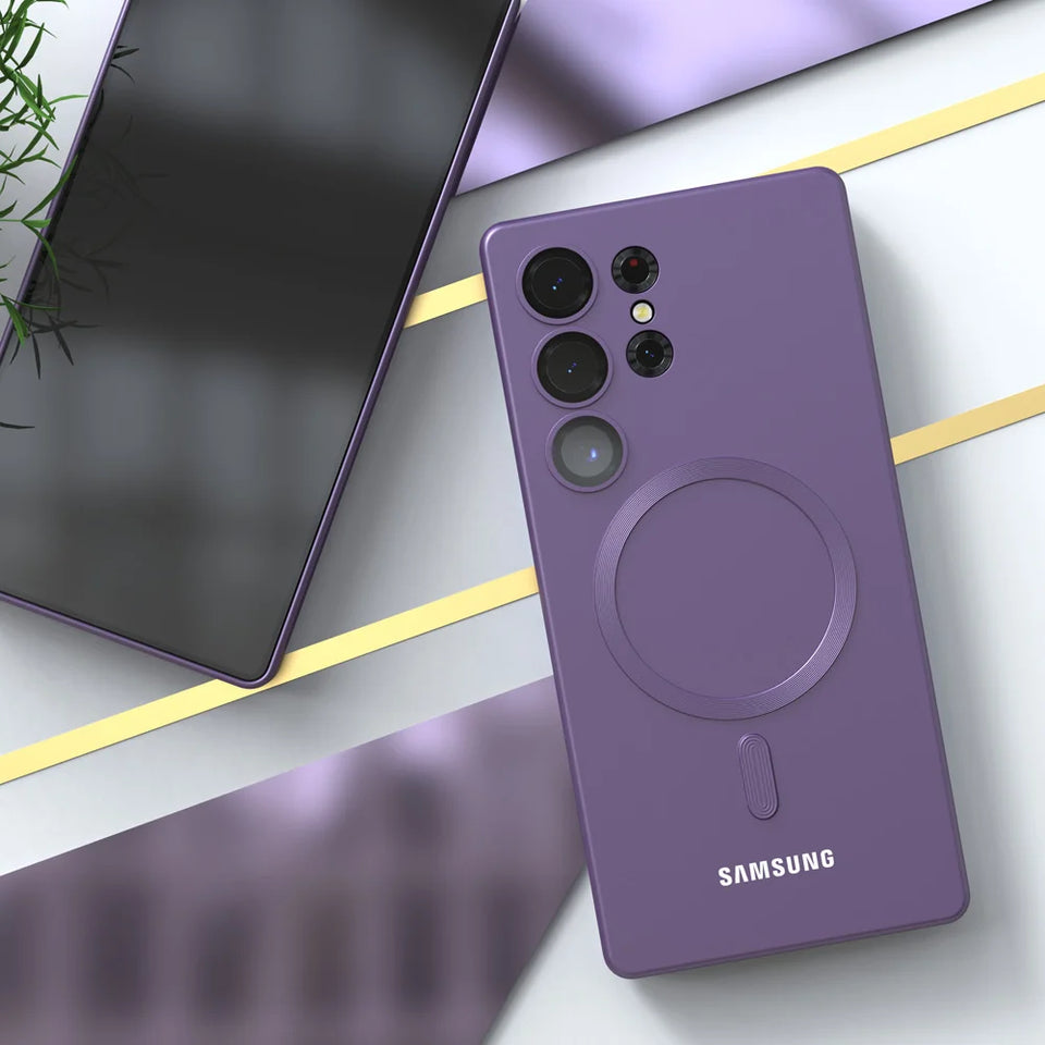 Magnetic mobile phone soft case For Samsung Galaxy S25 Ultra magsafe S25Ultra S25 S24 S23 S22 S21 S20 FE Plus Plusl Full Cover