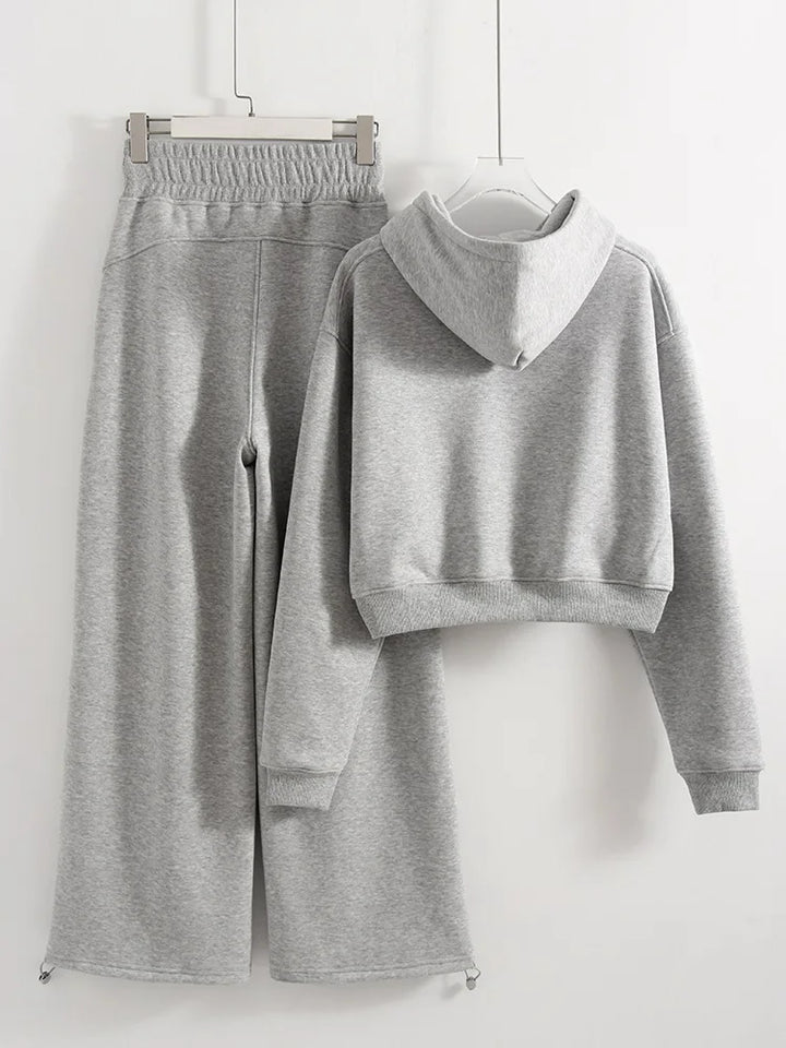 Tute da donna, tuta invernale in pile marrone, calda felpa con cappuccio e cerniera, set di pantaloni da tuta da donna, set di pantaloni in velluto da 2 pezzi