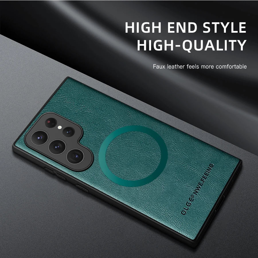 Custodia di lusso per Samsung Galaxy S24 S23 S22 Ultra Custodia in pelle e silicone per Samsung Galaxy S20 Plus S21 FE Custodia per telefono S25