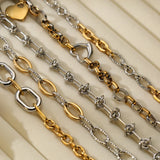 Bracciale rigido a catena color oro e argento GANPUP in acciaio inossidabile 316L per donna e uomo, alla moda, con trama, impermeabile