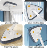 NEW Extended Triangle Mop 360 Twist Squeeze Wringing XType Window Glass Toilet Bathrrom Floor Wall Window Cleaning Mop