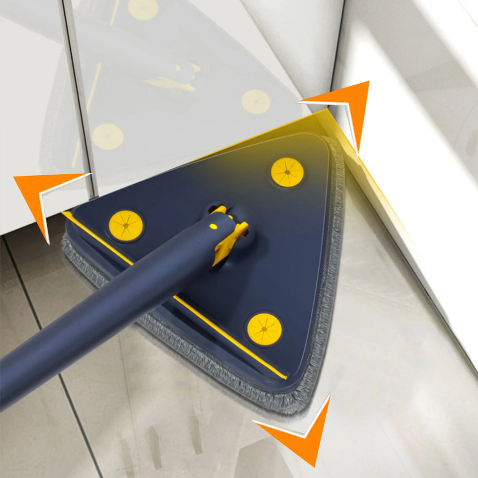 Triangle Mop 360 Rotatable Extendable Adjustable 110 Cm 2 in 1 With Squeegee Cleaning Mop For Tub Tile Floor Wall Deep Cleaning