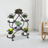 Supporto per piante in vaso 73x28x80cm, 6 vassoi, portavasi in ferro, portavasi nero, adatto a case, uffici, negozi,