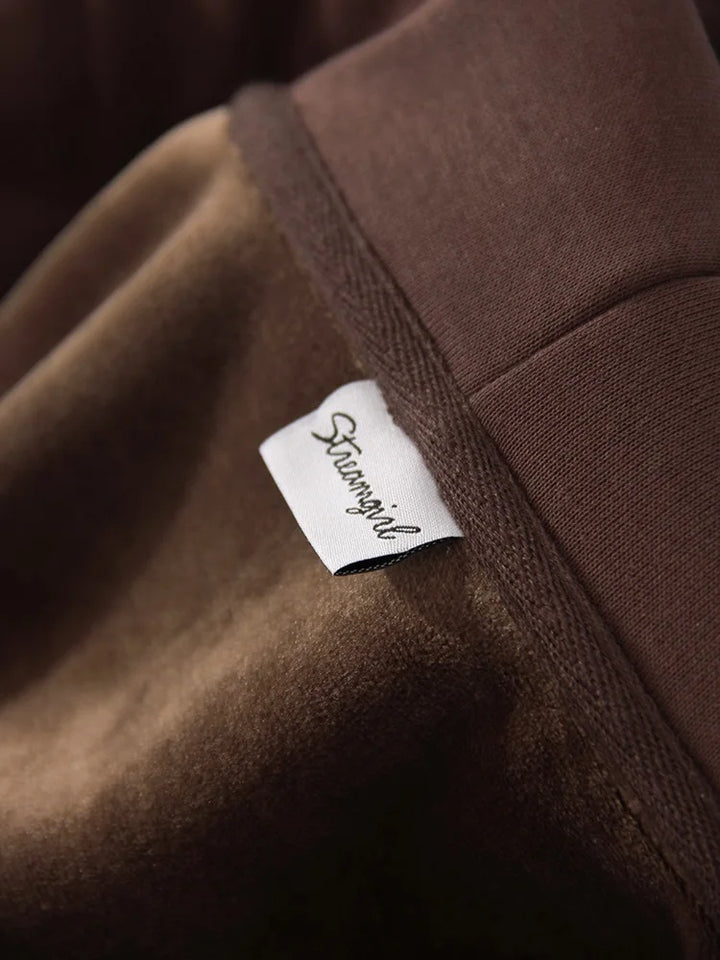 Tute da donna, tuta invernale in pile marrone, calda felpa con cappuccio e cerniera, set di pantaloni da tuta da donna, set di pantaloni in velluto da 2 pezzi