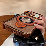 Supporto ad anello glitterato per custodia Magsafe per iPhone 14 15 16 17 Pro Max Plus 13 12 11 Air, pellicola protettiva per fotocamera sfumata