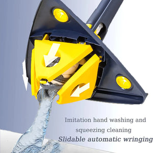 Triangle Mop 360 Rotatable Extendable Adjustable 110 Cm 2 in 1 With Squeegee Cleaning Mop For Tub Tile Floor Wall Deep Cleaning