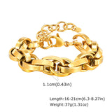 Bracciale a catena in acciaio inossidabile spesso per donna, braccialetti a strati placcati in oro, gioielli da polso impermeabili