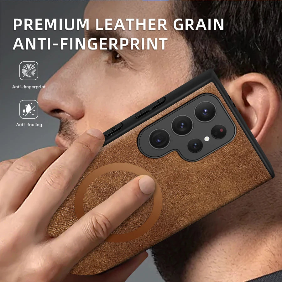 Custodia di lusso per Samsung Galaxy S24 S23 S22 Ultra Custodia in pelle e silicone per Samsung Galaxy S20 Plus S21 FE Custodia per telefono S25