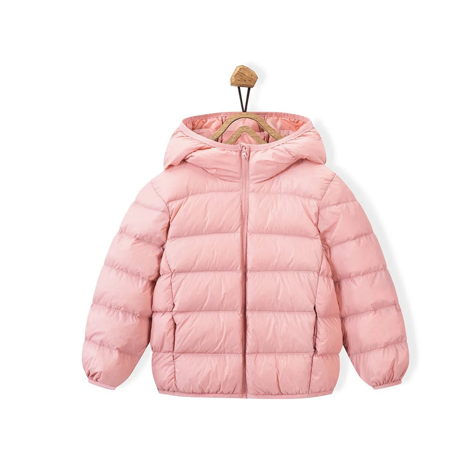 Fall and Winter Children's Light Paragraph down Jacket Children's Jacket New Boys and Girls Big Boy Hooded White Duck down Jacke