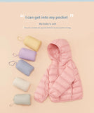 Fall and Winter Children's Light Paragraph down Jacket Children's Jacket New Boys and Girls Big Boy Hooded White Duck down Jacke