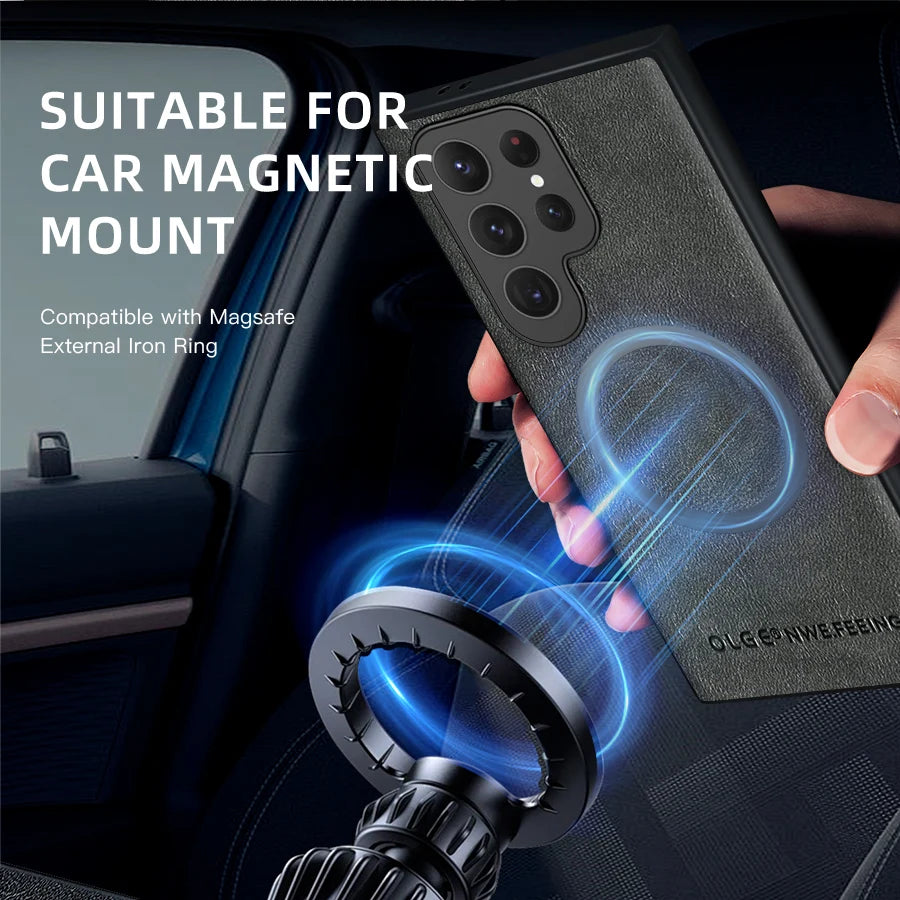 Custodia di lusso per Samsung Galaxy S24 S23 S22 Ultra Custodia in pelle e silicone per Samsung Galaxy S20 Plus S21 FE Custodia per telefono S25