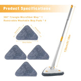 NEW Extended Triangle Mop 360 Twist Squeeze Wringing XType Window Glass Toilet Bathrrom Floor Wall Window Cleaning Mop